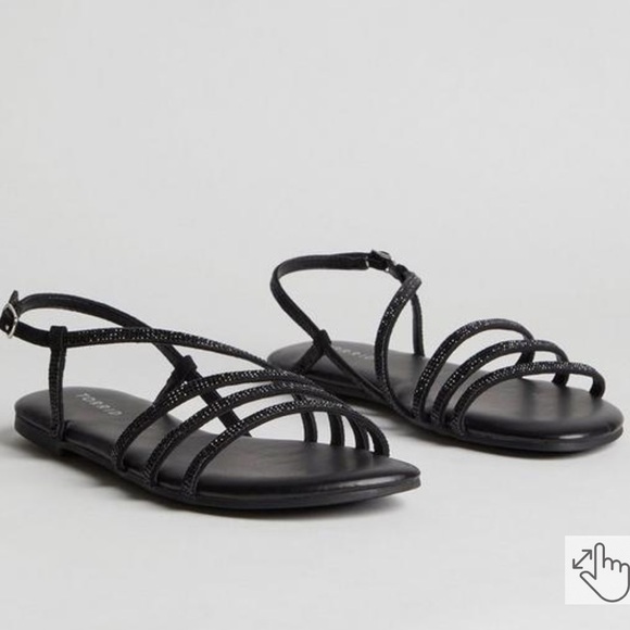 NWT Torrid Embellished Asymmetric Strappy Sandal Wide Width Black - Picture 1 of 6